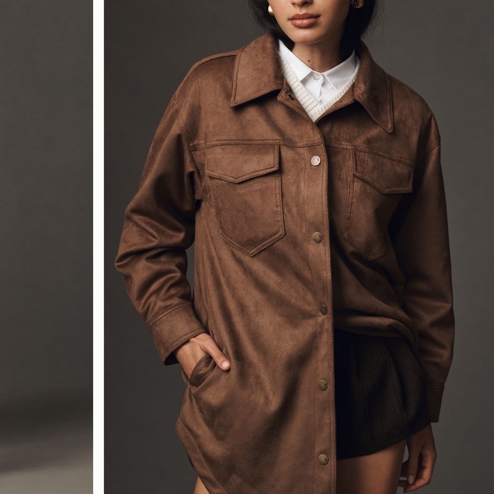 NWT The Tillie Relaxed Faux-Suede Shacket by Pilcro - Picture 1 of 11